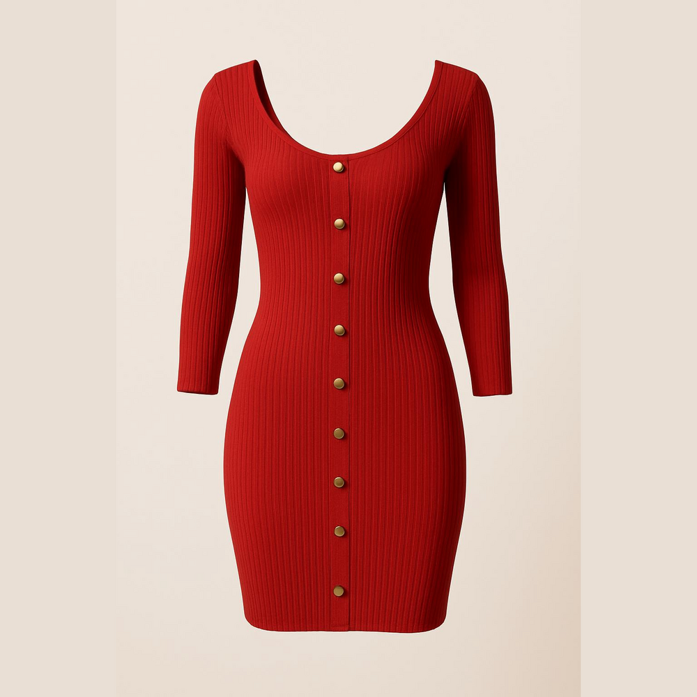 Say What Red Ribbed Bodycon Dress Medium